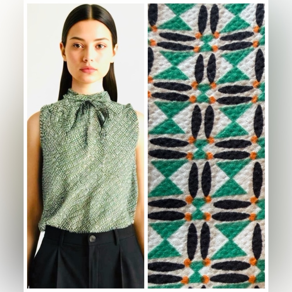 ANTHRO Maison D’Amelie Geo Pattern Blouse Sz M
